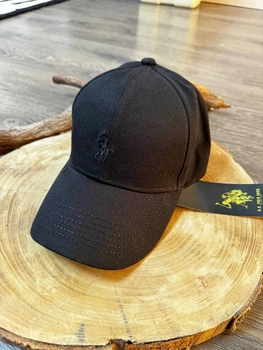 Кепка Бейсболка Мужская Женская Polo Ralph Lauren с тканевым ремешком черная с черным лого 4282
