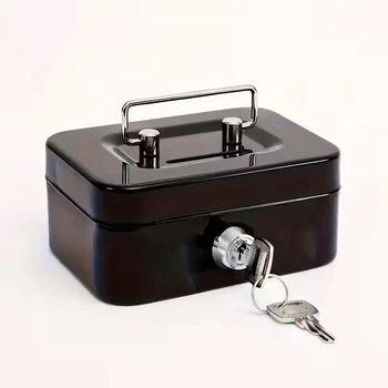 Міні кешбокс сейф для грошей, Чорний на 2 ключі 11,5 х 8,5 х 6 см