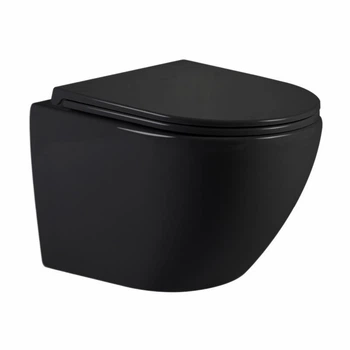 Унитаз подвесной Qtap Jay Ultra Quiet 485х360х320 мм с сиденьем Slim Duroplast Soft-close Quick Relase QT07335177MB Черный