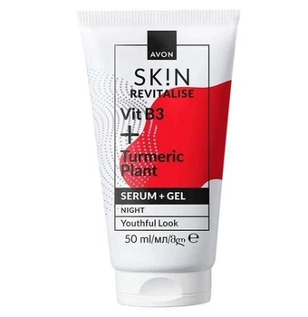 Нічний гель-сироватка для обличчя Avon Revitalise з вітаміном B3 та куркумою «Відновлення», 50 мл