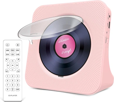 Портативний CD плеєр Greadio GR-806 Pink з Bluetooth 5.0 та FM радіо