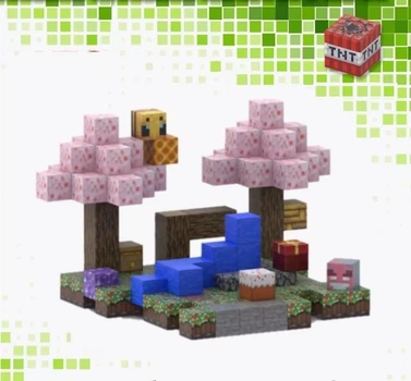 Магнітний конструктор Minecraft Вечірка під сакурою 128шт + 4 фігурки Майнкрафт Дитячий конструктор