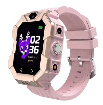 Дитячий смарт годинник Lemfo S11 з GPS трекером, 4G LTE, SIM картою, відеодзвінком, подвійною камерою, прослуховуванням, геолокацією та кнопкою SOS Рожевий