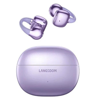 Костные беспроводные наушники-клипсы Langsdom T-30 Pro с направленным Hi-Fi звуком, Bluetooth 5.4, активным AI шумоподавлением и IP65, для спорта и бега Фиолетовый