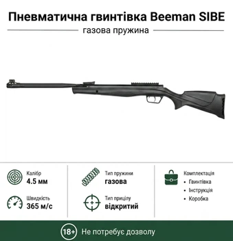 Пневматична гвинтівка Beeman SIBE Gas Ram кал.4,5 (10619GP-1) полімерний приклад