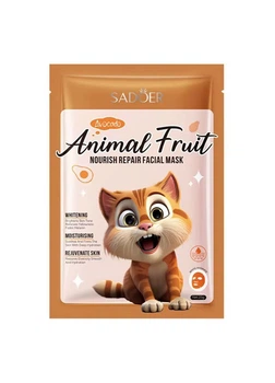 Маска для обличчя тканинна Sadoer Animal Fruit Cat Avocado живильна 25 г (6942349733888)