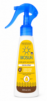 Кокосовое масло для загара Bioton Cosmetics BioSun Sun Oil Spray SPF 8, 150 мл