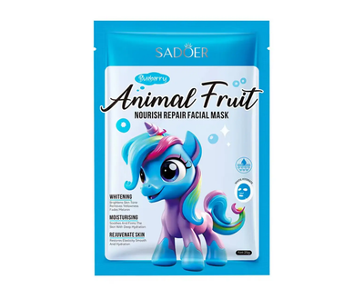 Маска для обличчя тканинна Sadoer Animal Fruit Unicorn Blueberry живильна 25 г (6942349733864)