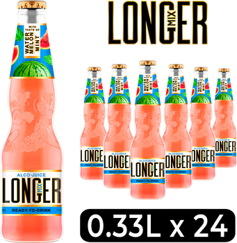 Упаковка слабоалкогольного напою LONGmixER Кавун-М'ята 7% 0.33 л x 24 шт (4820201995402_4820201996218)