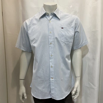 Рубашка Tommy Hilfiger мужская полоска лето хлопок короткий рукав карман XL голубая