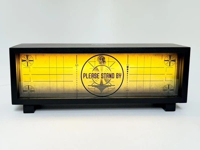 3D LED ночник Fallout "Please Stand By" корпус дерево черный, аккумулятор, USB Type-C, сенсорное управление