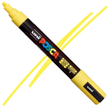Маркер акриловый Uni Posca PC-5M Yellow (Желтый) 1,8-2,5 мм