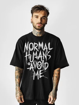Футболка мужская оверсайз Dubhumans Normal Humans Avoid Me Черный XS-S (NHAM-TMO-B-XSS)