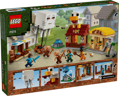 Конструктор LEGO Minecraft Атака на село з привидами та повітряними кульками 555 деталей (21273)