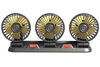 Вентилятор тройной 212 с регулировкой USB DOUBLE-HEADED VEHICLE FAN 12V с табличкой телефона