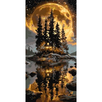 Картина по номерам Оригами Дом в лесу, 40x80 см (LW5184)