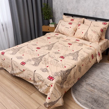Комплект постільної білизни Moon&Star King Size 220x240 наволочки 4x70x70 Vintage Paris Бязь Gold Люкс (MS-820015544)
