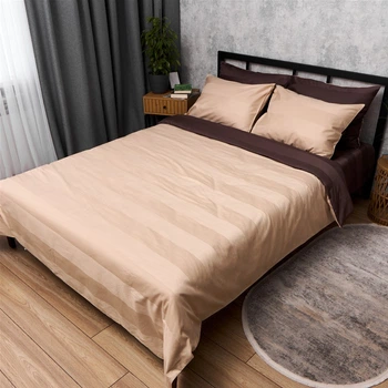 Комплект постельного белья Moon&Star Евро 200x220 наволочки 2x40x60 Cappuccino Duo Сатин Premium (MS-820016670)