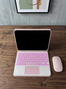 Чехол с клавиатурой с подсветкой и мышкой FegishCase Apple iPad Pro 12.9 (2020) Pink