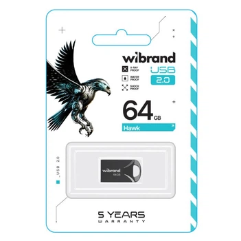 USB Флешка 2.0 Wibrand Hawk 64Gb Black