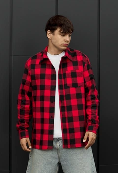 Мужская Рубашка Стаф Красная С Черным Элегантная Классическая Staff Ed Black & Red L (397196)