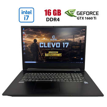 Игровой ноутбук Б-класс Clevo NH70RC / 17.3" (1920x1080) IPS / Intel Core i7-9750H (6 (12) ядер по 2.6 - 4.5 GHz) / 16 GB DDR4 / 256 GB SSD / nVidia GeForce GTX 1660 Ti, 6 GB GDDR6, 192-bit / WebCam б/у