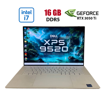 Игровой ноутбук Dell XPS 15 9520 / 15.6" (3456x2160) OLED / Intel Core i7-12700H (14 (20) ядер по 3.5 - 4.7 GHz) / 16 GB DDR5 / 1000 GB SSD / nVidia GeForce RTX 3050 Ti, 4 GB GDDR6, 128-bit / WebCam б/у