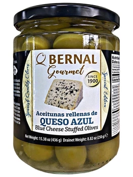 Оливки Bernal Manzanilla фаршировані сиром з блакитною пліснявою 250 г (8428391983627)