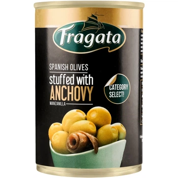 Оливки Fragata зелені фаршировані анчоусом 300 г (8410134009527)