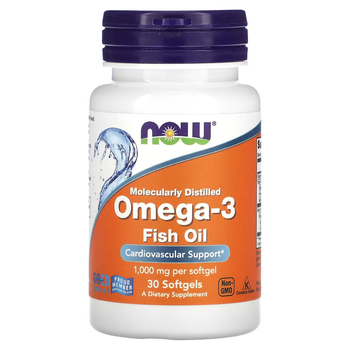 Now Foods Omega-3 1000 мг 30 капсул softgels, жирні кислоти омега-3