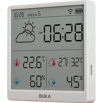Комнатный термометр и гигрометр DUKA с часами, Wi-Fi, умные электронные часы с цифровым дисплеем, съемные и напольные, цвет TH3 Deep Space Gray.