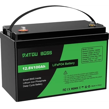 Аккумулятор литий-железо-фосфатный DATOUBOSS LiFePO4 12.8V 100Ah 1280Wh из BMS, глубокого цикла
