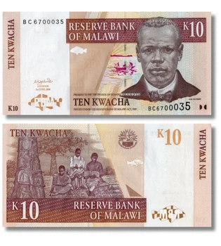 Банкнота 10 квача Малаві 2004 рік UNC