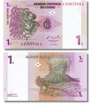 Банкнота 1 сентіме Конго 1997 рік UNC