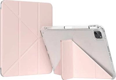 Чохол для планшета BeCover Ultra Slim Origami Transparent для Apple iPad Pro 11" M5 2025 з кріпленням для стилуса Apple Pencil Pink (BC_715956)