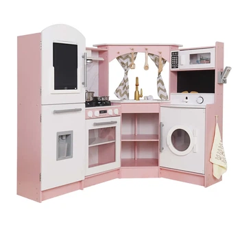 Детская угловая кухня, деревянная Avko Пальма Pink 109х102х32 см, со звуковыми и световыми эффектами