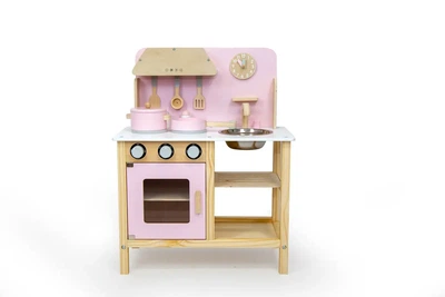 Детская деревянная кухня Avko Фессалия Pink 68х55х30 см - компактная и минималистичная с набором посуды