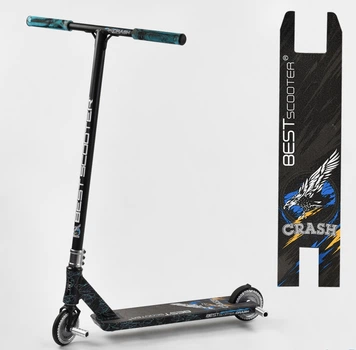 Самокат трюковий Best Scooter "CRASH" HIC-система, ПЕГІ, алюмінієвий диск і дека, колеса 110 мм PU, ширина керма - 57 см, в коробці