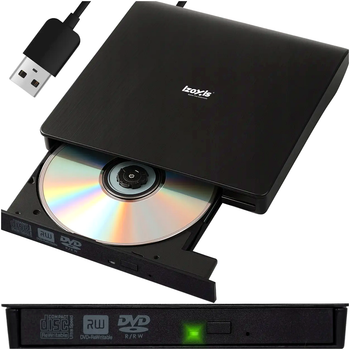 Внешний привод CD-R DVD рекордер USB 3.0 для ноутбука Izoxis черный