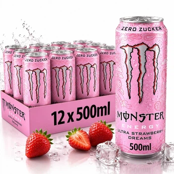 Упаковка безалкогольного енергетичного напою Monster Energy Ultra Strawberry Dreams 500 мл х 12 банок енергетик
