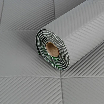 Рулонная стеновая 3D панель кожа Серая Диагональ 700х2750х4,5мм