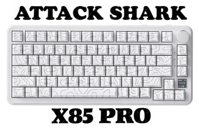 Клавиатура Attack Shark X85 PRO White Contour Беспроводная Игровая Механическая. С Экранчиком. 2.4G/Bluetooth/Кабель. Батарея 5000mAh. 75% Формат. Blueberry Switch.