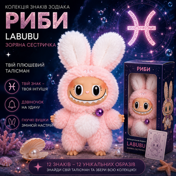 Плюшевий брелок Labubu Риби м'яка іграшка Лабубу Зоряна сестричка колекційний монстрик талісман карабин на рюкзак сумка