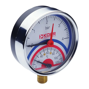 Термоманометр радіальний Koer KM.821R біметалевий 1/2" 4 бар 120°C (KR0213)