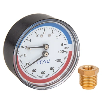 Термоманометр аксіальний ITAL біметалевий 1/2" 6 бар 120℃ (PM-IT0011)