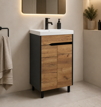 Тумба підлогова Vivia Loft Д2 з умивальником Idea 60, дуб еко
