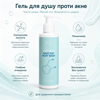 Гель для душа с салициловой кислотой Anti-Acne Salicylic Body Wash, 200 мл 9 O'clock OK-02-682