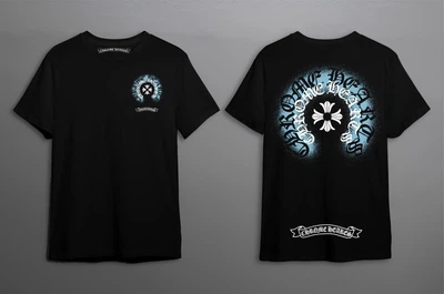 Чоловіча літня футболка Chrome Hearts з принтом XL чорна (CHF13)