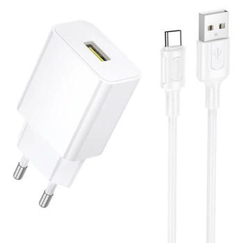СЗУ Borofone BA111A Star QC3.0 15W (1USB-A) + кабель USB to Type-C White