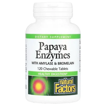 Ферменты папайи с амилазой и бромелаином Papaya Enzymes Natural Factors 120 жевательных таблеток